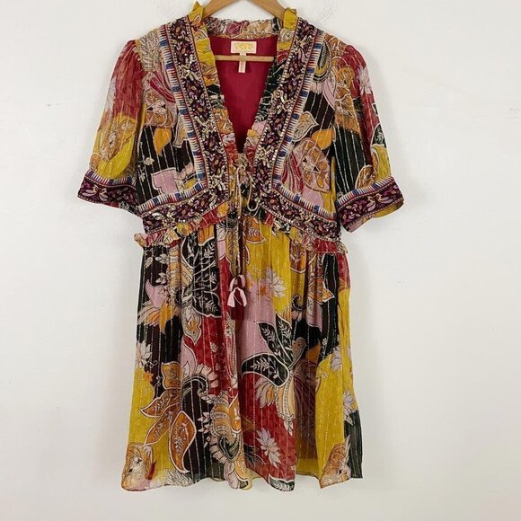 VERB by Pallavi Singhee Anthropologie pattern ruffle sequin mini dress - Picture 2 of 8